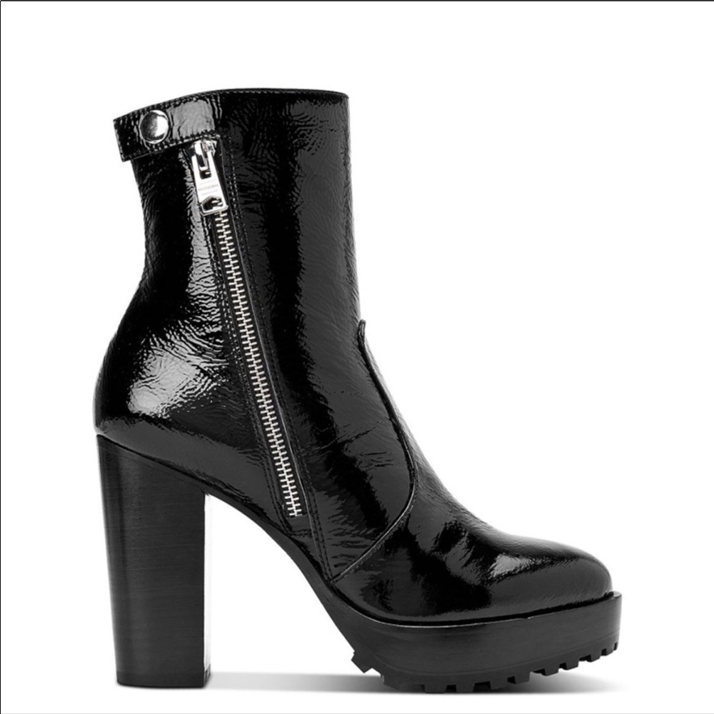 ALL SAINTS ANA ANKLE CRINKLED PATENT BOOT